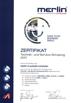 Merlin certifikát Vladimír Harazim